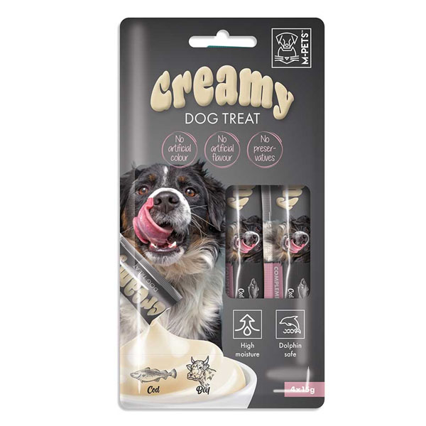 بستنی سگ طعم ماهی کاد و گوشت گاو 4 عدد 15 گرمی M-pets